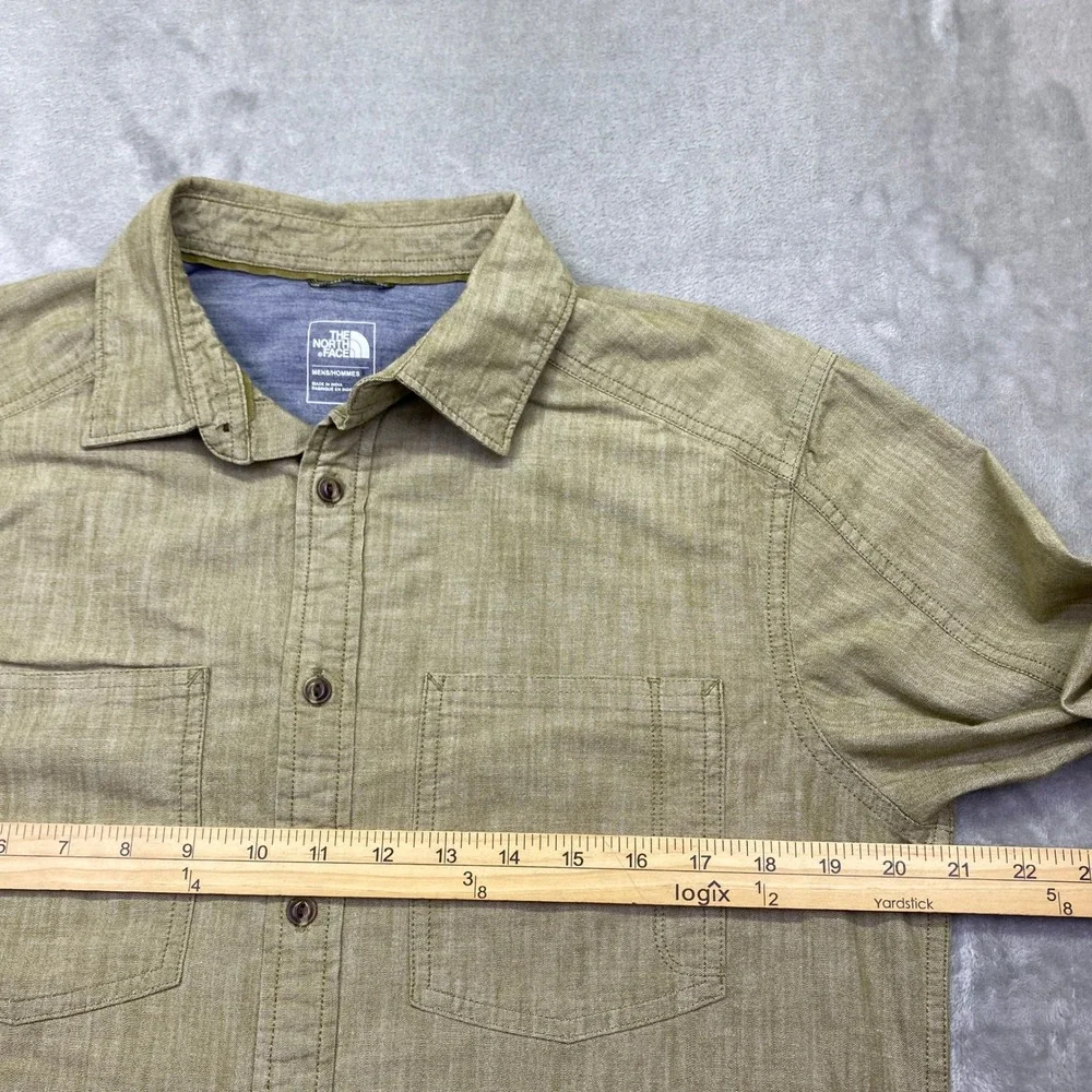 The‎ North Face Mens Long Sleeve Button Down Shirt Olive Khaki Green Sz M Grunge
